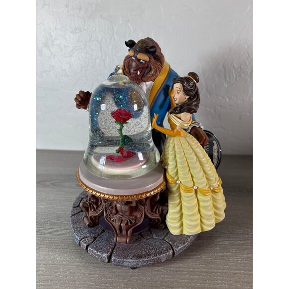Disney Beauty and the Beast Musical Snowglobe Enchanted Rose VGT 1991 No Lights - Picture 1 of 7